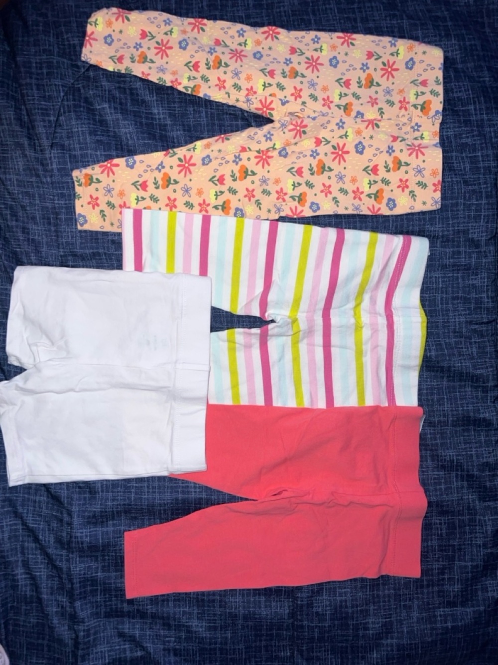 dip Kids Leggings Set - Peach Floral, White, Coral & Multicolor Stripe